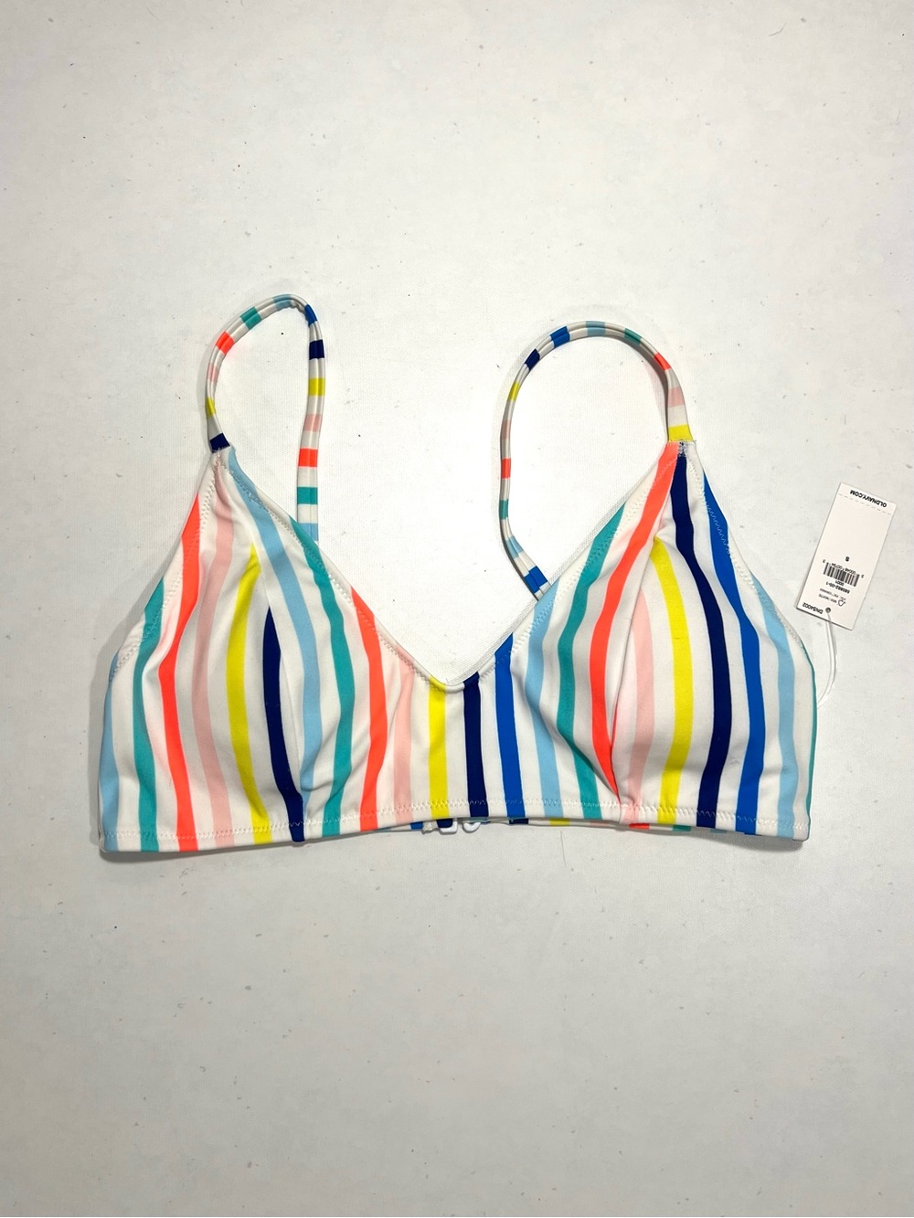 NWT Old Navy Online Exclusive Scoop Neck Multi Stripe Neon Bikini Top Small